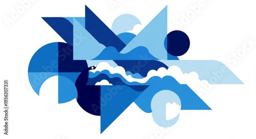 White envelope with colorful confetti and 'celebration' card on light blue background for party invitations