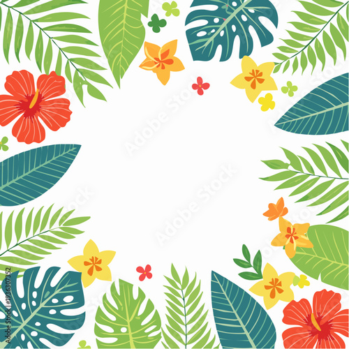 ハワイアンの南国植物のフレーム素材