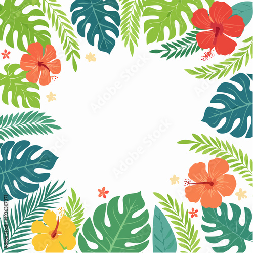 ハワイアンの南国植物のフレーム素材