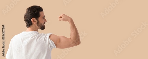 Young man with applied medi...