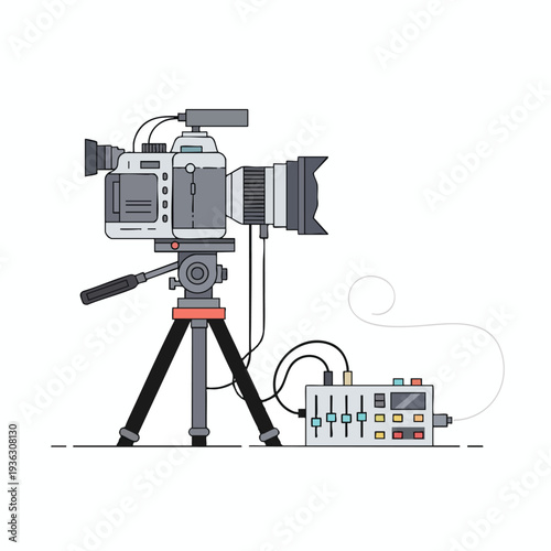 Professional Video Camera Setup on Tripod for Filmmaking and Content Creation