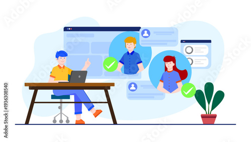 HR management concept showing a professional managing employee profiles and hiring selections on a digital interface