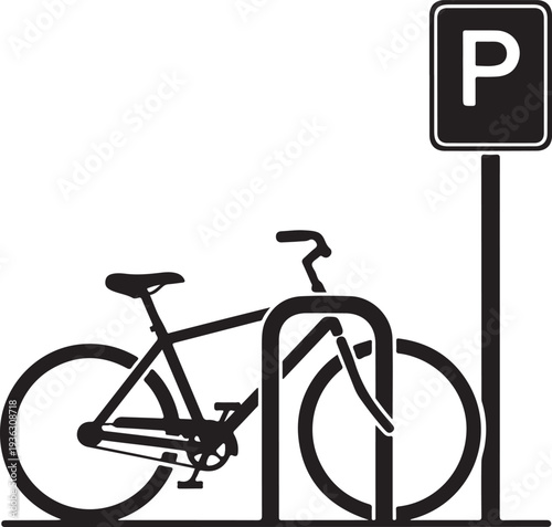 Bicycle parking icon. Bike rack. Vector icon isolated on white background.