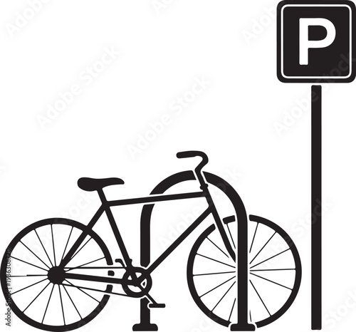 Bicycle parking icon. Bike rack. Vector icon isolated on white background.