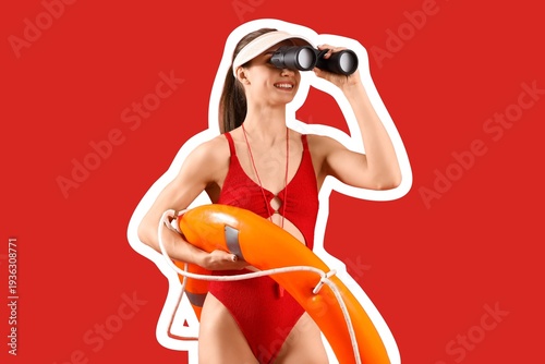 Young female lifeguard with...
