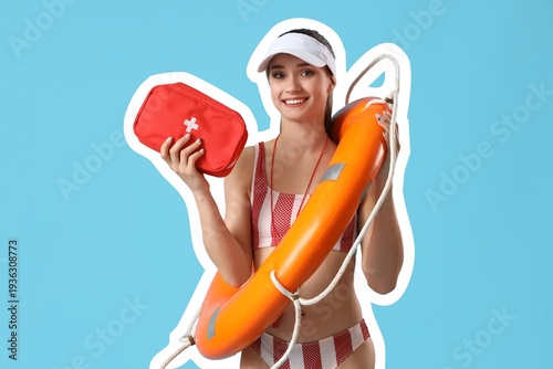 Young female lifeguard with...