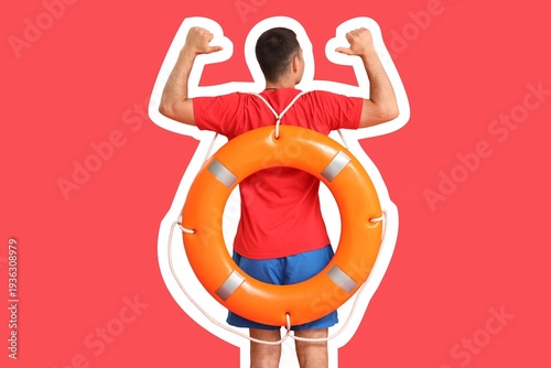 Male lifeguard with lifebuo...