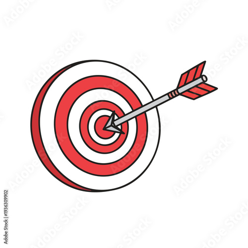 Illustration of a Dart Hitting a Target in a Minimalist Style