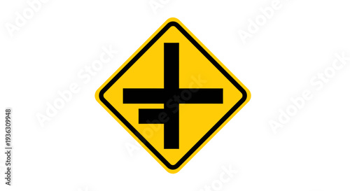 Railway crossing sign viewed from directly above, symbolizing caution and warning for transportation