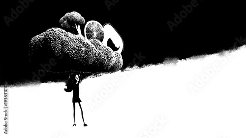 Women Healthy Living Empowerment Illustration: Lifting Fruits Vegetables Showing Strength and Choice, Blue Background Modern Gym Scene, Flat Vector Cartoon, 