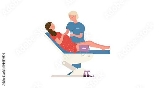 A doctor examining a patient on a medical examination table