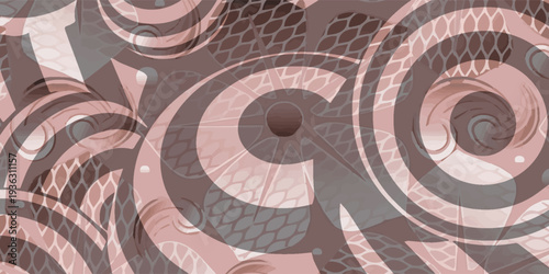 Abstract Geometric Pattern with Overlapping Circles and Textures.