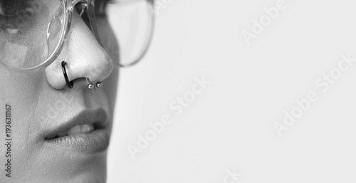 Black and white banner with...