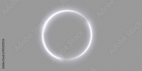 Light circle white swirl. Curved white line light effect. Darkening of the moon. Flash vector semicircle and spark light effect. Glowing white speed circle portal on the road.