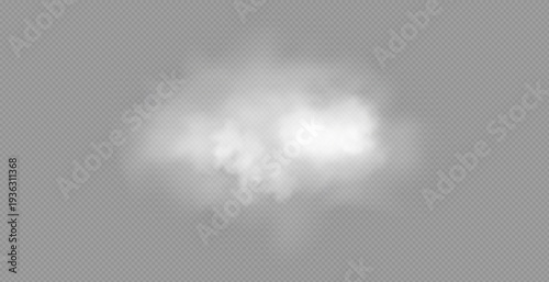 Fog or smoke isolated transparent special effect. White vector cloudiness, mist or smog background. Vector illustration