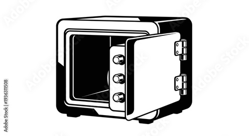 Open Metal Safe Box Illustration.