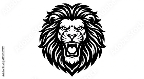 African roaring lion silhouette image