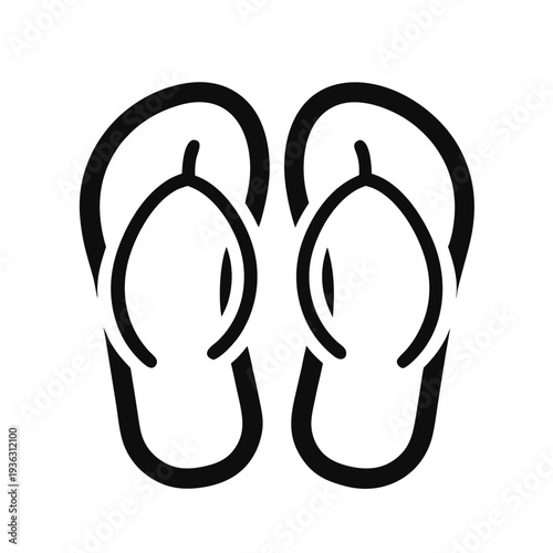 minimalist flip flops icon, flip flop line art, black and white sandals icon, flip flops vector icon, beach sandals outline, summer footwear icon, simple flip flop symbol, UI sandals icon, minimalist