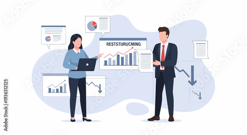Business people analyzing financial data and market trends for investment decisions.
