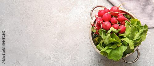 Colander with fresh radish ...