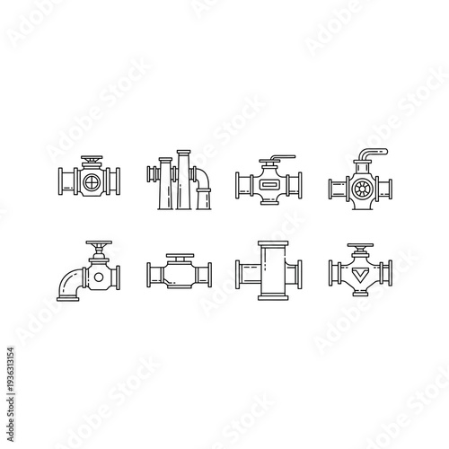 A collection of black and white valve icons