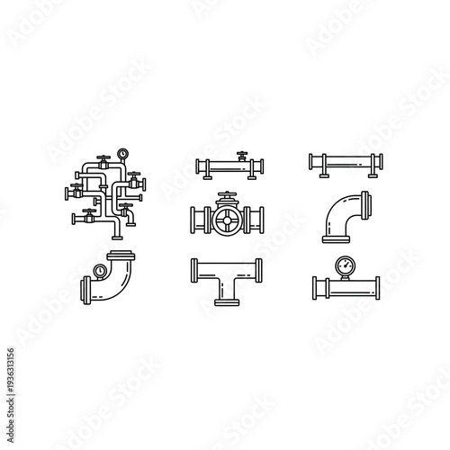 A collection of plumbing parts and tools
