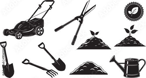 Gardening tools and equipment for yard work and landscaping projects