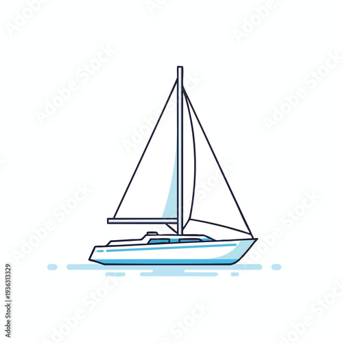 Serene Sailing Boat on Calm Water Peaceful Recreational Marine Scene