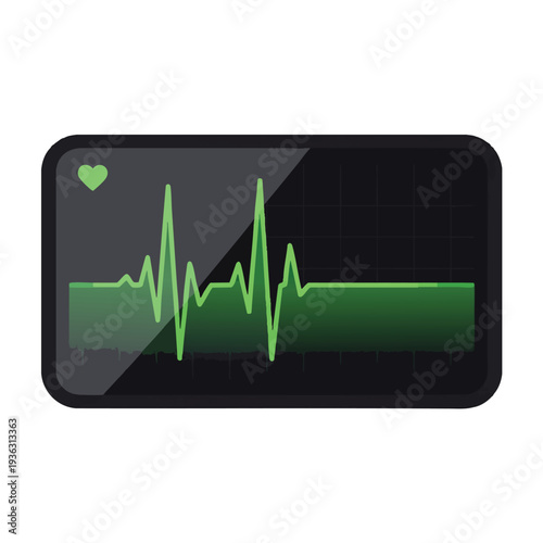 Modern Digital Heart Rate Monitor Display Showing Vital Sign Data