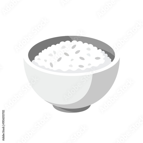 Simple White Rice in a Ceramic Bowl for Healthy Meal Presentation