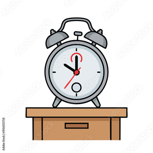 Vintage Alarm Clock on Desk Timekeeping and Wake Up Concept