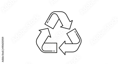 Recycling symbol outline icon clean simple design.