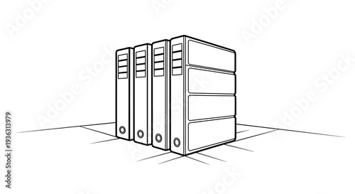 Stack of Ring Binders on a White Background.