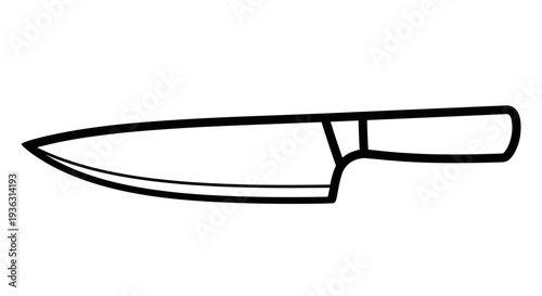 Sharp Kitchen Knife Outline Illustration.