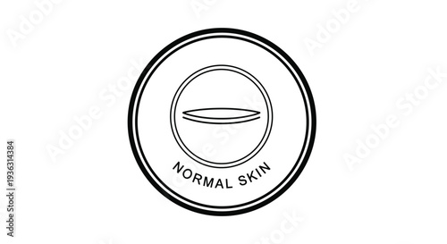 Circular line art icon representing normal skin type with a cross section of skin layers and text for beauty product labeling.