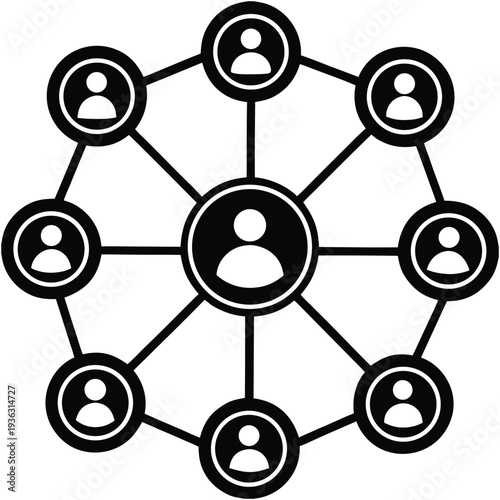 Set of 9 people network connection icons vector