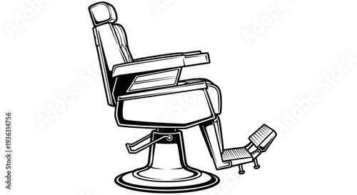 Vintage Barber Chair Illustration Isolated on White.
