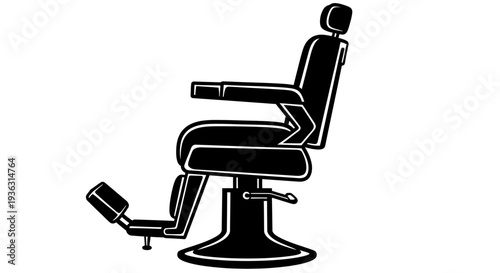 Vintage Barber Chair with Footrest and Headrest.