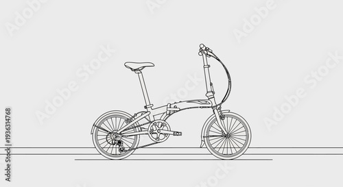 Sketch of a modern folding bicycle on a plain background.