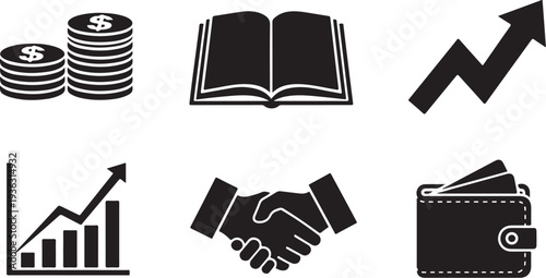 Financial icons for business and investment concepts