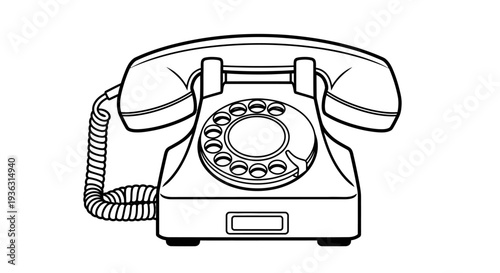 Vintage Rotary Dial Telephone Illustration.