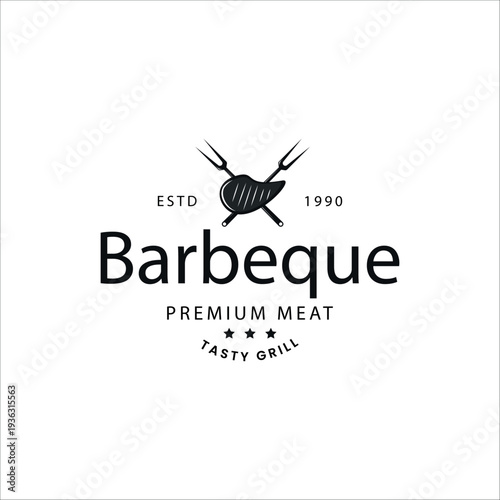 Classic logo barbeque premium meat 1