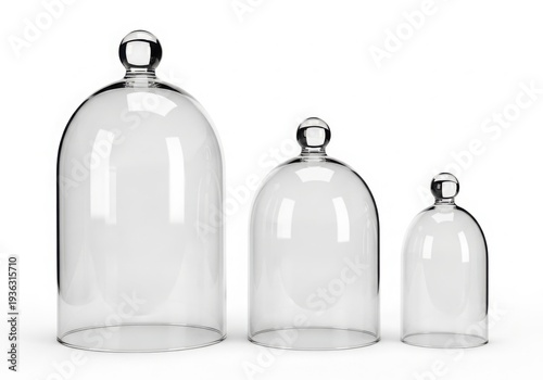 Set of three glass cloche containers