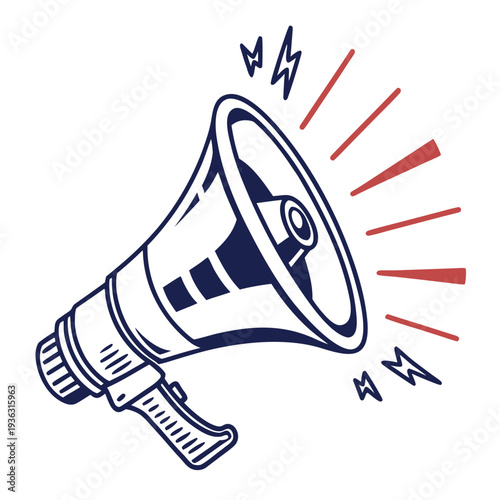Vector illustration of a megaphone with sound waves