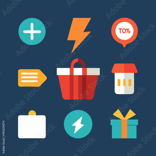 Set of 6 e-commerce icons vector
