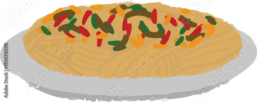 japchae korean fried glass noodle illustration icon vector menu