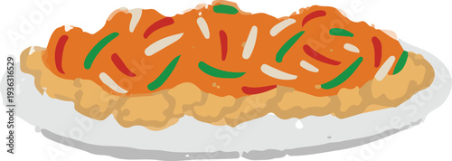 korean chinese cuisine tangsuyuk fried pork beef chicken icon illustration vector