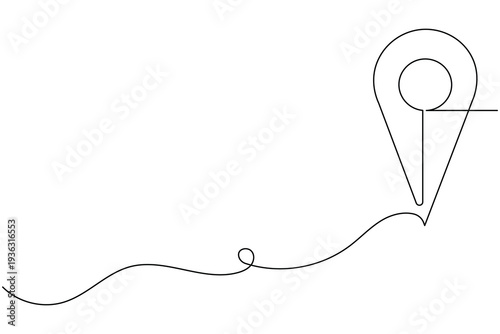  Location pin continuous line art icon minimal map marker navigation concept illustration