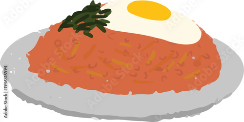 korean kimchi fried rice illustration icon vector restaurant menu