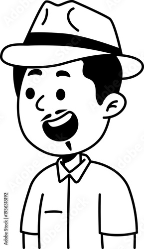 Cartoon Avatar Man with Fedora Hat